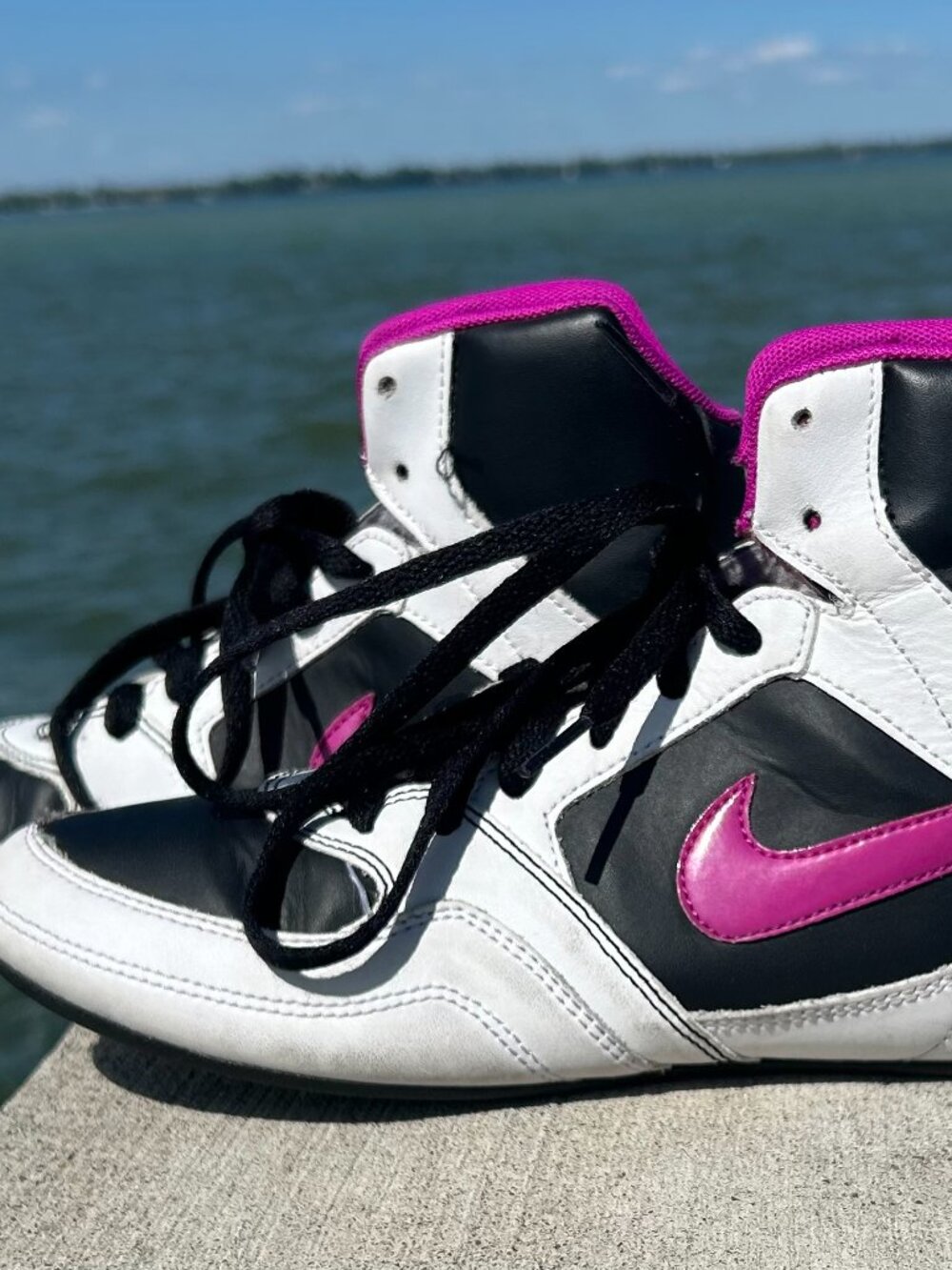 Nike Rare Greco Supreme Wrestling Shoes Black White Pink Women Size 8.5 - Picture 3 of 9